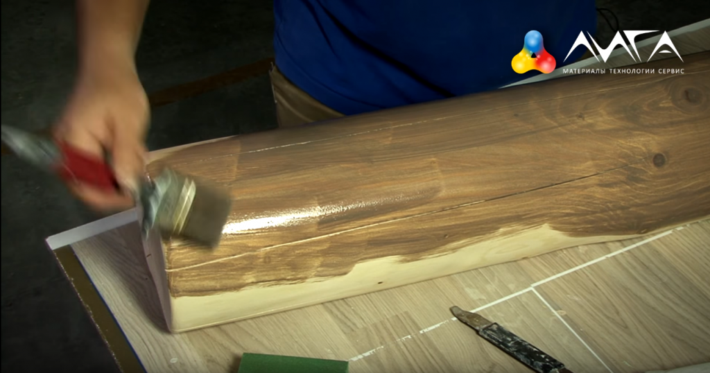 Покраска бревна маслом Renner