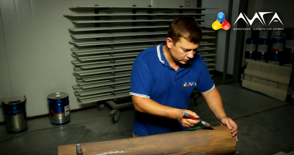 Покраска бревна маслом YS M300